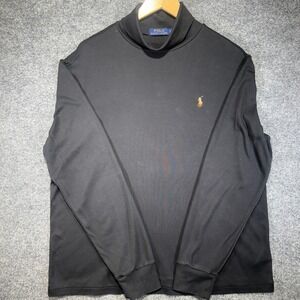 Polo Ralph Lauren Turtleneck Shirt Mens‎ L Black Embroidered Flesh Pony Preppy